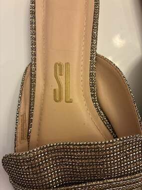 Santa Lolla Gold Sparkle Pointed Toe Mule Slides
